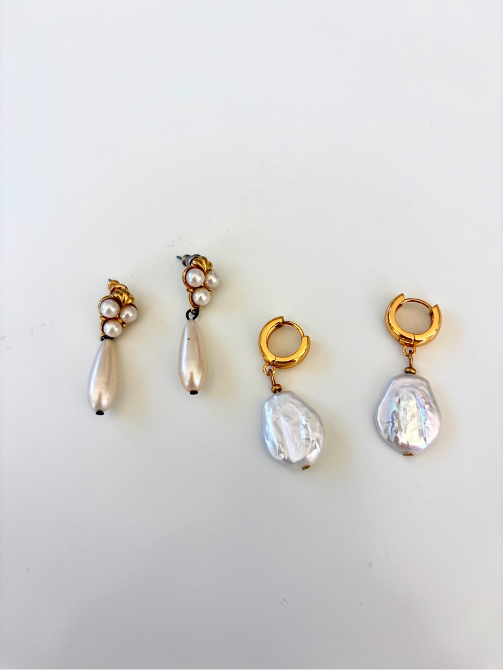 Vintage Gold and Pearl Drop Earrings Bundle